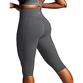 Ewedoos Capri Leggings for Women with Pockets Women's Capris Knee Length High Waisted Yoga Pants Compression Workout Leggings