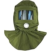QWORK Sand Blasting Hood Cap, Shawl Cap Sandblasting Mask Anti Dust/Wind Sandblasting Tool Mask,Cut/Scratch/Heat Resistant Neck Protector, Green