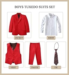 Boys Suits Size 7 Toddler Kids Red Suits for Boys