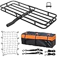 WEIZE Hitch Cargo Carrier Basket for SUV, Truck - 53x19 Inches, 500LB Capacity, with Waterproof Bag, Net Strap, Tightener, Powder Coated for Durability, Easy Installation, for Camping and Travel