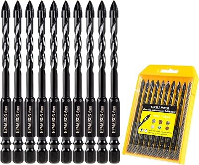 HPMAISON 10pc 6mm Glass Tile Drill Bit Set Tungsten Carbide Tip