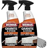 Weiman Granite Cleaner Polish and Protect 3 in 1-2 Pack - Streak-Free, pH Neutral Formula for Daily Use on Interior & Exterio