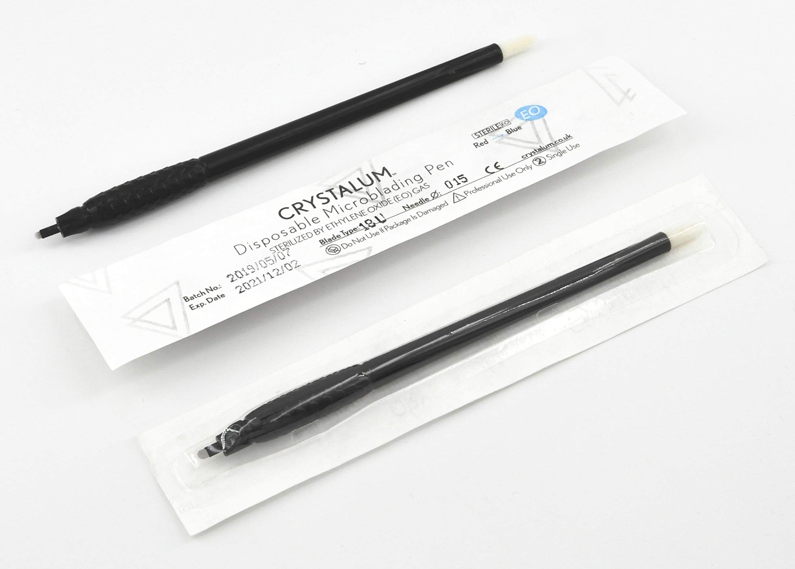 Crystalum Microblading Pen 12U 0.18mm Disposable Holder Blade Tool Eyebrow Tattoo Needles (1 Holder)