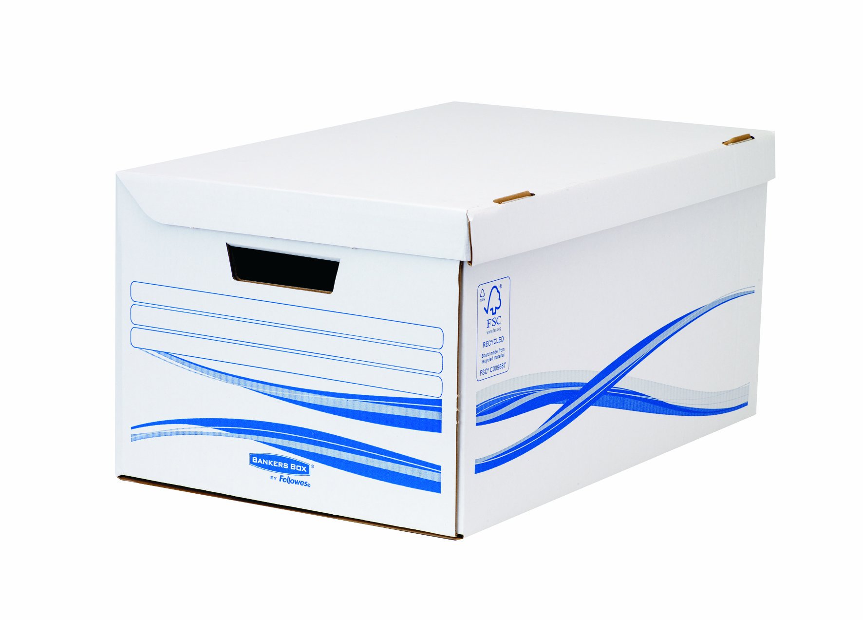 Fellowes Basic Flip Top Banker Box Manual Assembly – Blue/White Set of 5 White/Blue — image 1