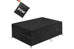 JESTOP Patio Furniture Covers, 600D Rectangular Outdoor Table Cover Waterproof Windproof Heavy Duty Oxford Fabric Anti-UV Patio Table and Chair Cover (67”L x 37”W x 28”H)