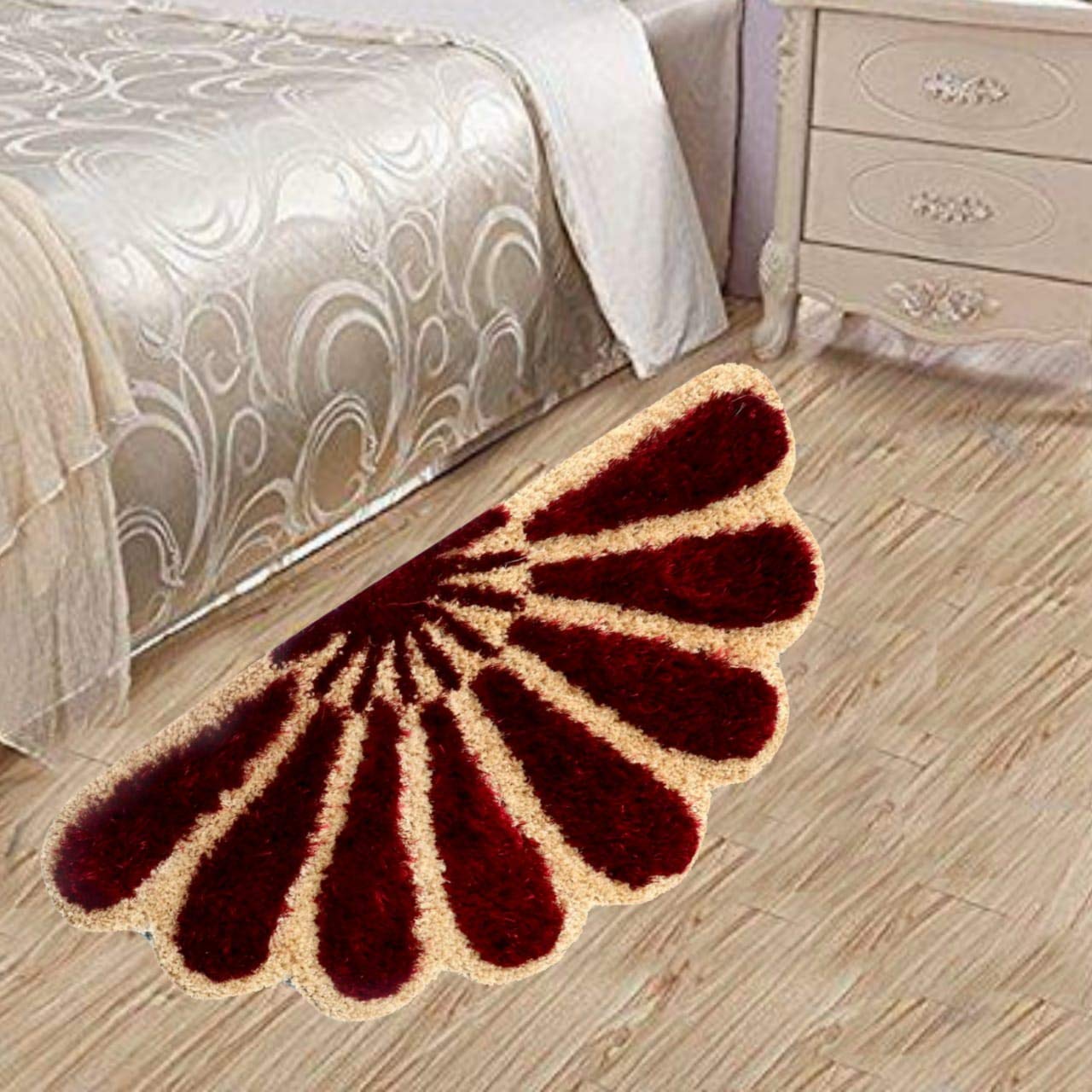 JBG HOME STORE Half Sunflower Doormat for Home Entrance - Shaggy Rug for Home Living Room Bedroom - Exclusive Super Soft Multipurpose Floor Mats Bedside Runner, 18x36 Inches, Brown & White