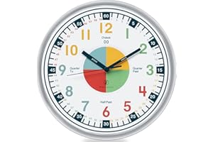 OWLCONIC Non Ticking Analog Clock for Kids Learning to Tell Time, Teaching Clock for Kids Wall, Clocks for Classroom, Homeschool Decor, Bedrooms, Silent, Homeschooling Resource.