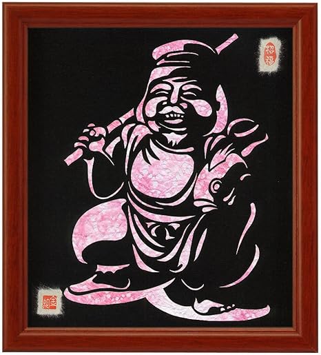 Amazon 色紙サイズの額装仕立て開運切り絵 七福神 恵比寿 薄染め和紙 桜 Seven Deities Gods Of Good Fortune 仏像画 仏画 ノーブランド品 簡易パッケージ品 並行輸入品 アートフレーム ポスター オンライン通販