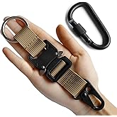 aYrap Military Tactical Keychain for Men with Quick Release Metal Buckle EDC Gear Clips with HK Clip and Stainless Steel Ring