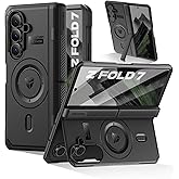 Dexnor Magnetic for Samsung Galaxy Z Fold 7 Case with Dual Kickstands & Front Screen Protector & Hinge Protection, Compatible with MagSafe, Full-Body Rugged Protective Cover Bumper Cases,6.5" Black