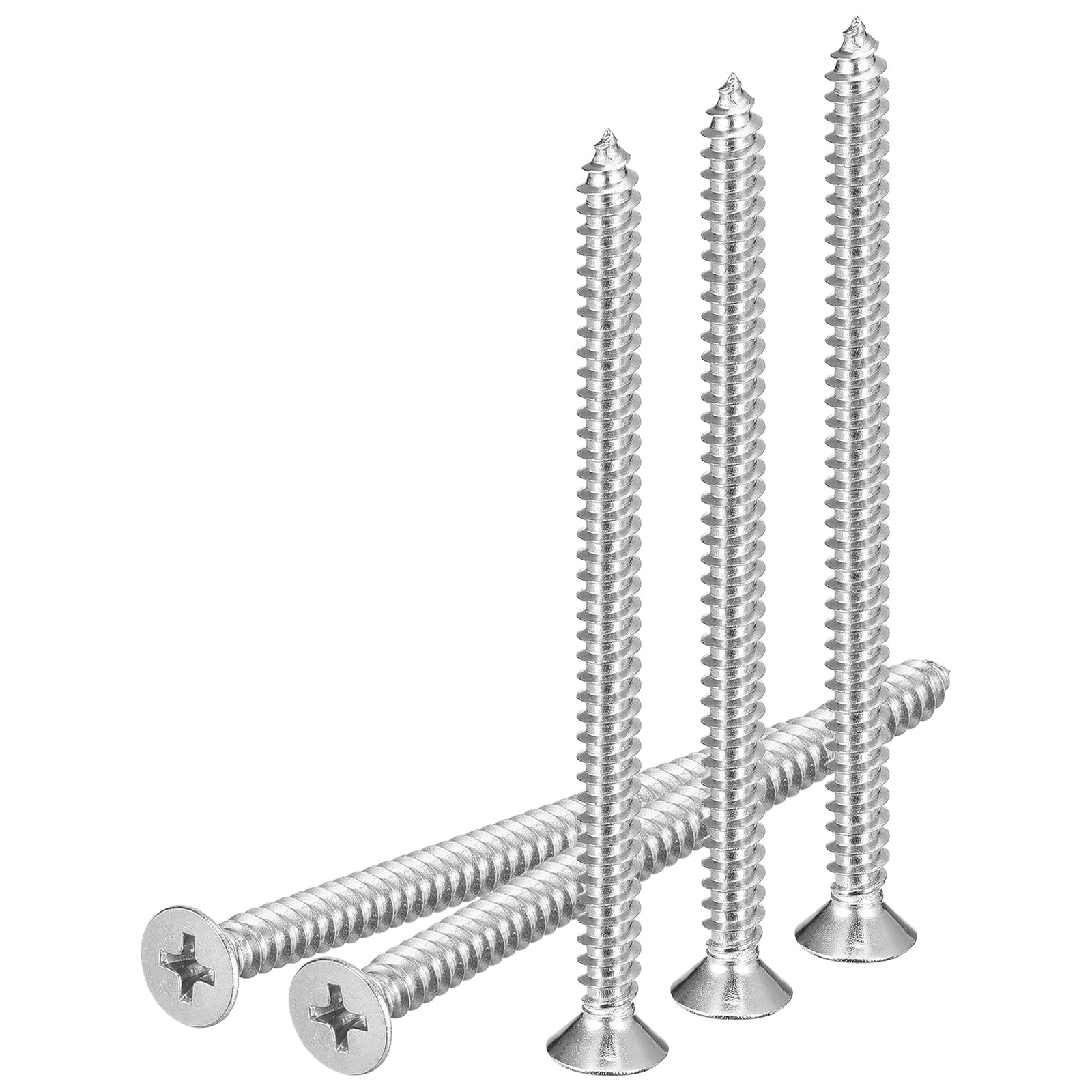 DTGN 30Pcs #10x3" Flat Head Wood Screws, 304 Stainless Steel Phillips Self Tapping Screws - Good for Woodworking, Furniture - Silver — image 1