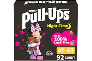 Pull-Ups Girls' Night-Time Potty Training Pants, Size 4T-5T Overnight Training Underwear (38-50 lbs), 92 Ct