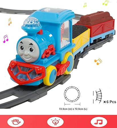 Baybee Friends Locomotor Kids Train Tracks Toy Set for Kids - Best Gifts for Kids Toddler |Train Set for Kids with Smoke,Light, Realistic Sounds Track Set Train Toys for Kids Play Set for Baby Toys