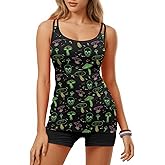 HUNTFAMI Tankinis Swim Suits for Women Two Piece 2025 Summer Womens Bathing Suits Holiday Spring Beachwear Women with Boyshorts, Mushroom Skull