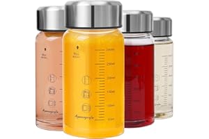 MYMANJERFU Glass Juice Bottles 4 Pack 12 oz - Wide Mouth Glass Water Bottles with Lids - for Juicing, Smoothies, Milk, Protein, BPA Free, Reusable, Stainless Steel Lids, Leak Proof, Shaker bottle (12oz/400ml)