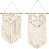 Mkono 2 Pcs Macrame Wall Hanging Art Woven Wall Decor Boho Home Chic Decoration for Apartment Bedroom Living Room…