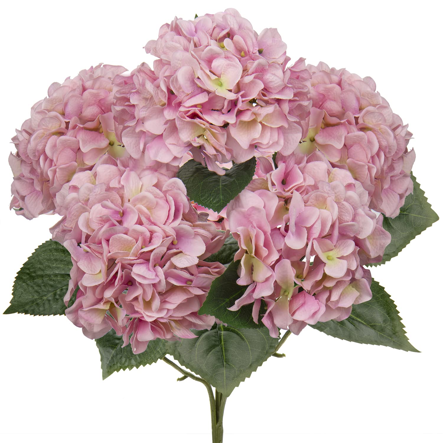 Hollyone Pink Hydrangeas Bunch Artificial Flowers, Large Fake Hydrangeas Bouquet Faux Silk Flowers for Home Decor, Flower Arrangement, Wedding, Flower Bouquets, Living Room, Centerpiece Decorations