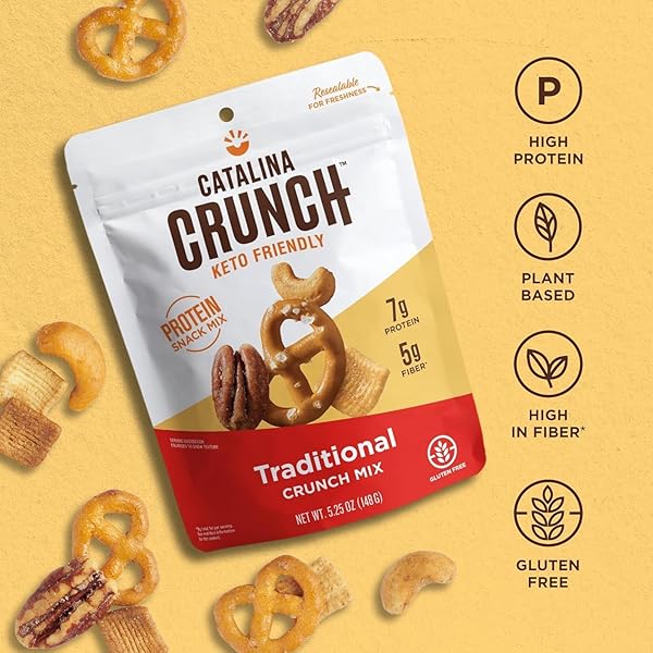 CATALINA CRUNCH PROTEIN SNACK MIX – 10G PROTEIN, 1G SUGAR PER SERVING – GOOD SOURCE OF FIBER, KETO, GLUTEN FREE – TRADITIONAL, 5.25 OUNCE BAG (PACK OF 1)