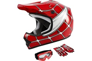 TCMT Dot Youth & Kids Motorcycle Off-Road Helmet Full Face Motocross Street Dirt Bike Mountain Bike BMX MX ATV Helmet+Goggles+Gloves