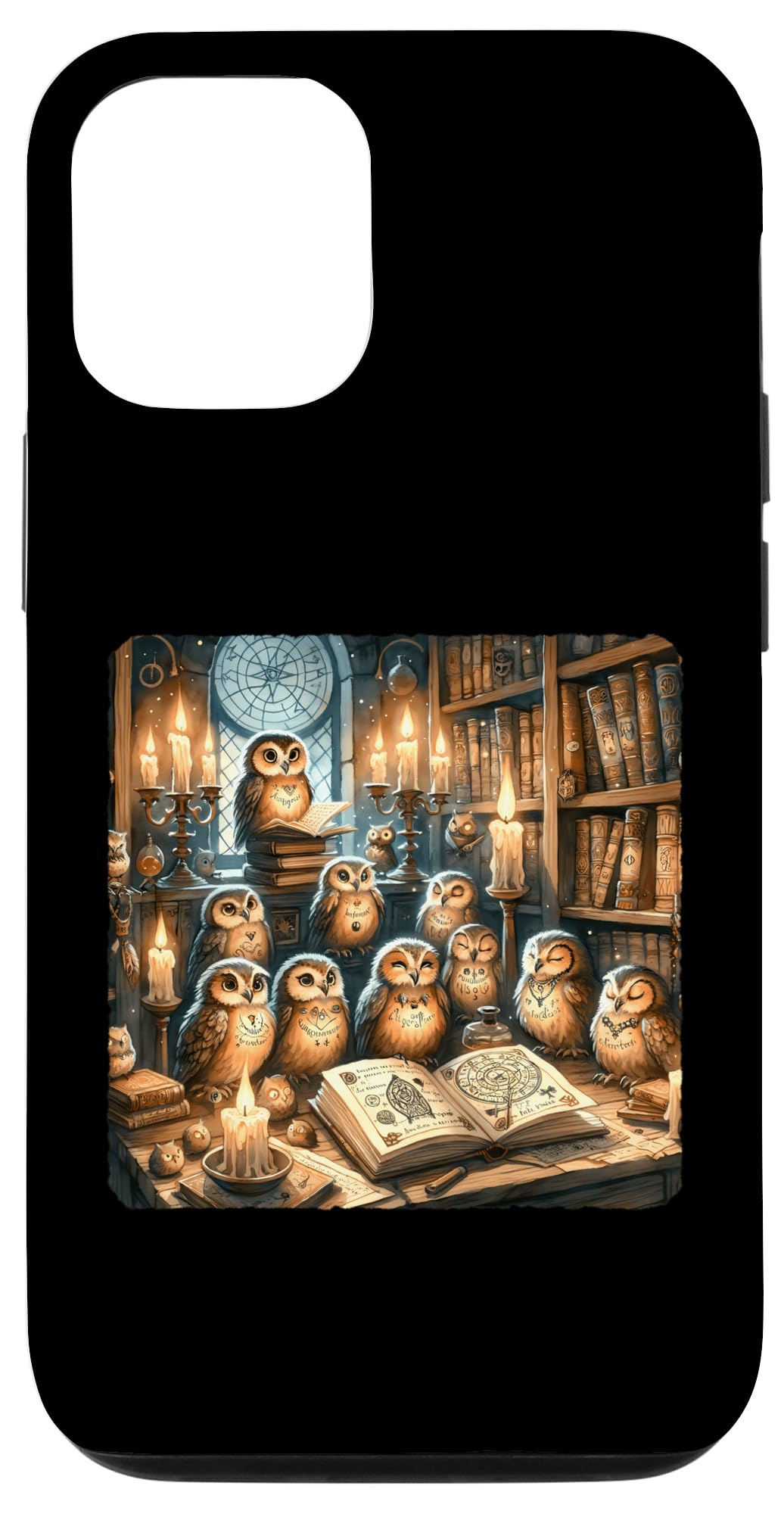 iPhone 14 Pro Owls In Old Library Reading Spell Books. Mysticism Shelves Case