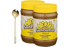 moofin Bundle of Stainless Steel Spoon - 13.5cm - Gold, and Sunbutter B41295 Sunbutter Natural Sunflower Seed Spread - 16oz, Pack of 2