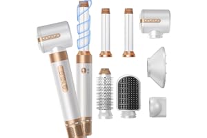 YITRUST Blow Dryer Brush 7 in ONE，Autowrap Curling Wand, 110,000 RPM High-Speed Negative Ionic Hair Dryer with Diffuser Concentrator, Round Brush Blow Dryer Air Styler, Volumizing Hair Styling Tools