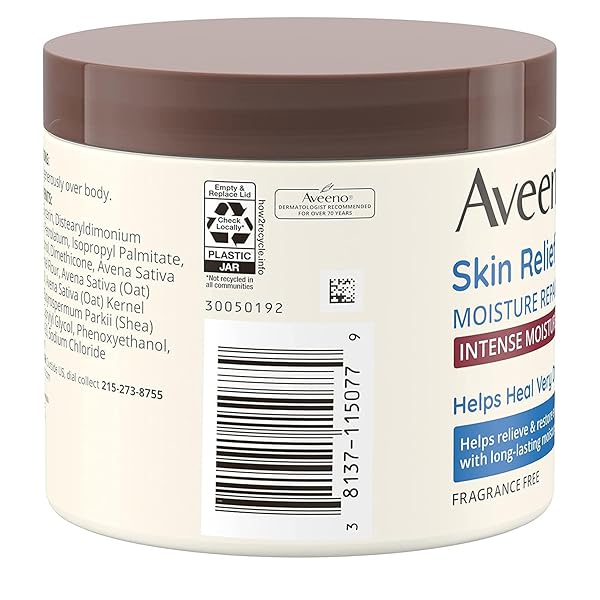 AVEENO SKIN RELIEF INTENSE MOISTURE REPAIR BODY CREAM WITH TRIPLE OAT & SHEA BUTTER FORMULA, HELPS HEAL, REPAIR & RESTORE VERY DRY SKIN WITH LONG-LASTING MOISTURE, FRAGRANCE-FREE, 11 OZ