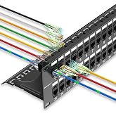 Sokqovt Patch Panel 48 Port Cat6 with Coupler Keystone, Cat6 Network Patch Panel 10G No Punch Down, Time-Saver Ethernet 2U Rj45 Panel with Sturdy Back Bar, 19 Inch Coupler Network Panel