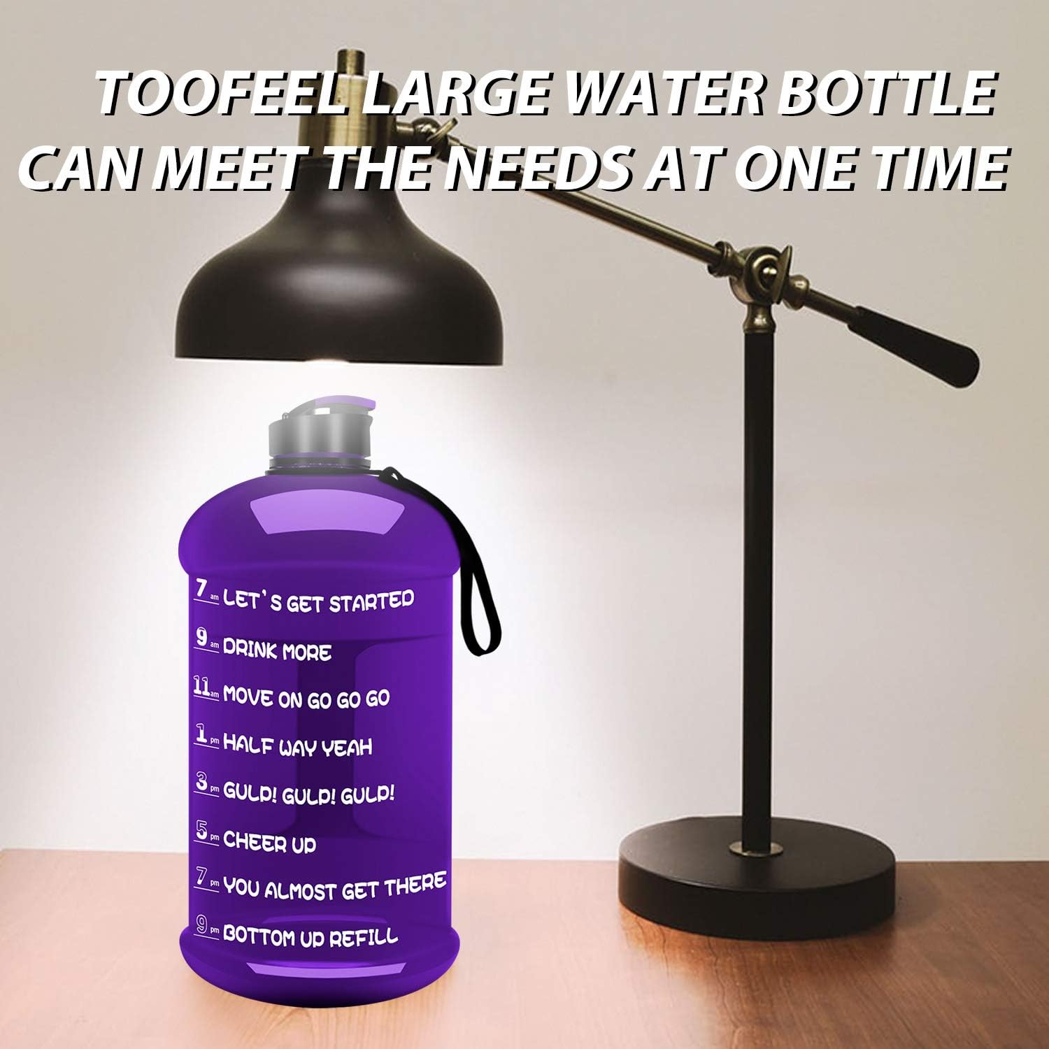 TOOFEEL Dishwasher Safe 2.2L Big Reusable Sports Water Bottle 75oz Half Gallon Water Jug with Mitivational Time Marker Container Large Capacity Canteen BPA Free Leak-Proof for Gym Fitness Athletic