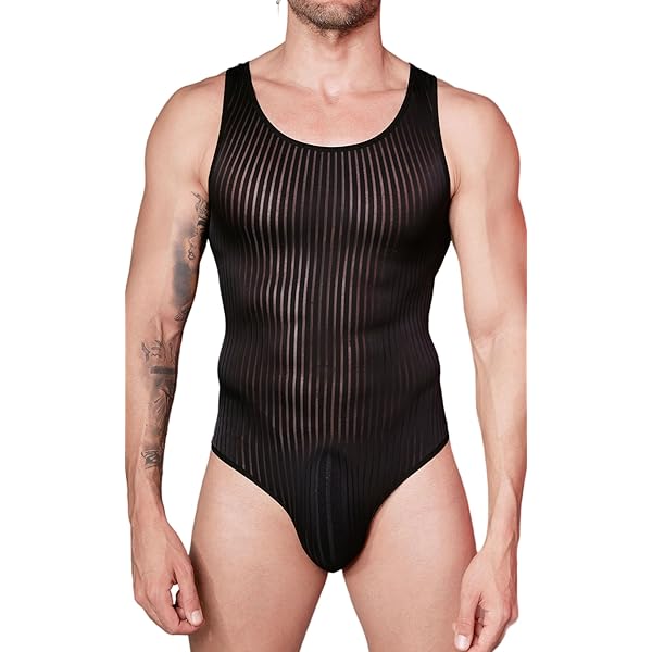 Herren Wrestling Singlet Transparent - Einteiler Body Mit Hosenträger