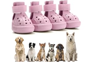 UGRASEA Dog Shoes for Hot Pavement,Non-Slip Waterproof Breathable Easy to Clean Put On and Take Off Dog Boots,Paw Protector for Hot Summer Roads Winter Snow (Pink, Size 5:(2.56"x1.97")(L*W))