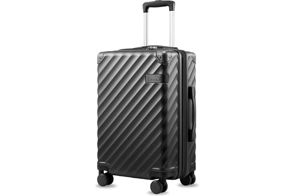 LUGGEX Carry On Luggage for Airplanes, Polycarbonate Expandable Hard Shell Suitcase for Travelling, Charcoal Metallic