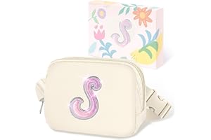 COSHAYSOO Ivory Belt Bag Fanny Pack Crossbody Initial Letter Waist Chest Purse Birthday Halloween Thanksgiving Appreciation Gifts for Women Teacher Nurse Coach Friends Big Sister Travel Essential S