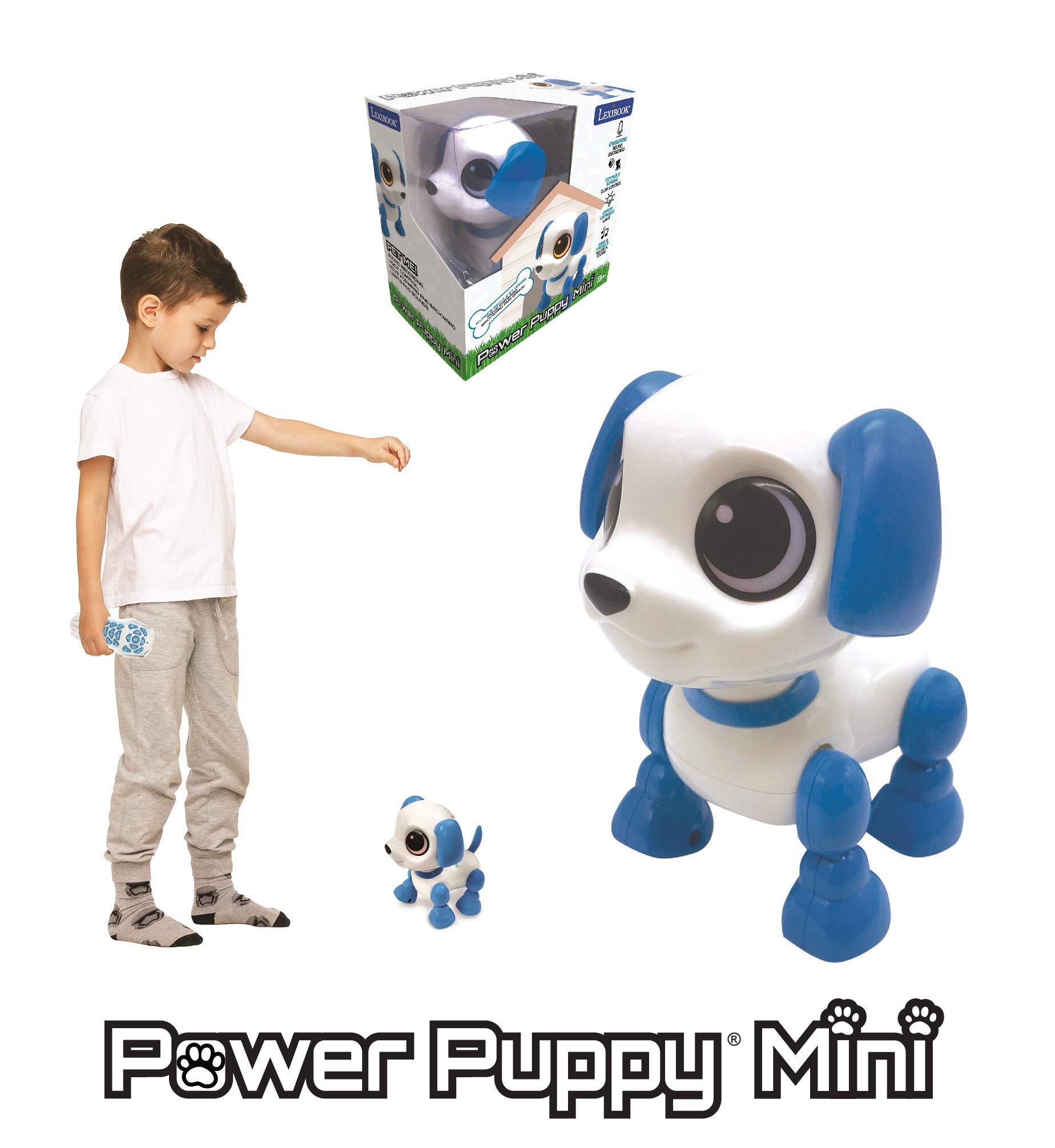 LEXiBOOK Power Puppy - Mini - My Little Robot Dog - Robot Dog with Sounds, Music, Light Effects, Voice Repeat and Sound Reaction, Toy for Boys and Girls - ROB02DOG