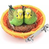 KATUMO Bird Nest, 5.3in Parrot Breeding Nest Bed with Natural Coconut Fiber Bedding for Budgie, Parakeet, Cockatiel, Conure, Lovebird, Canary, Finch, Small Birds
