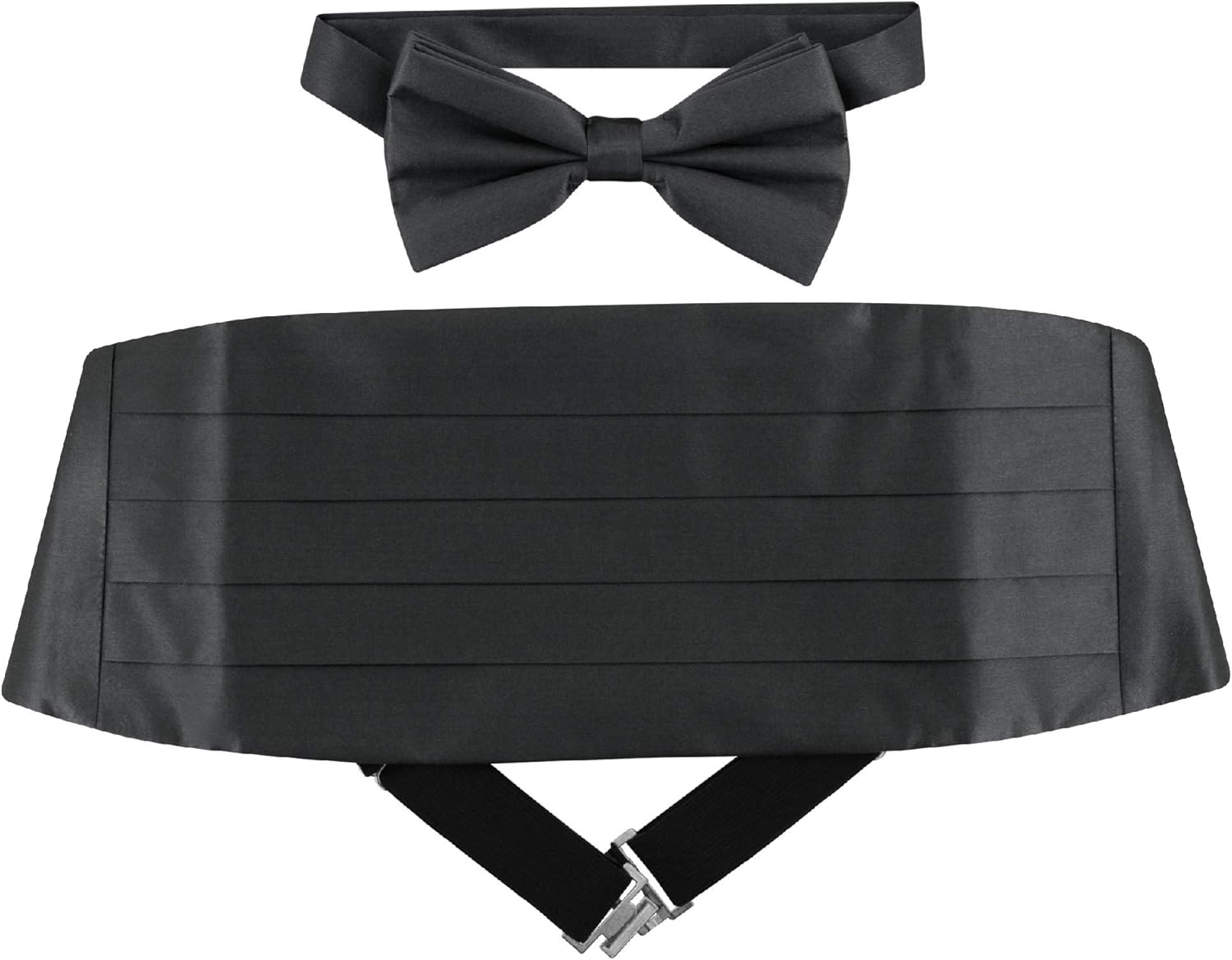SILK Cumberbund & BowTie Solid CHARCOAL GREY Color Men's