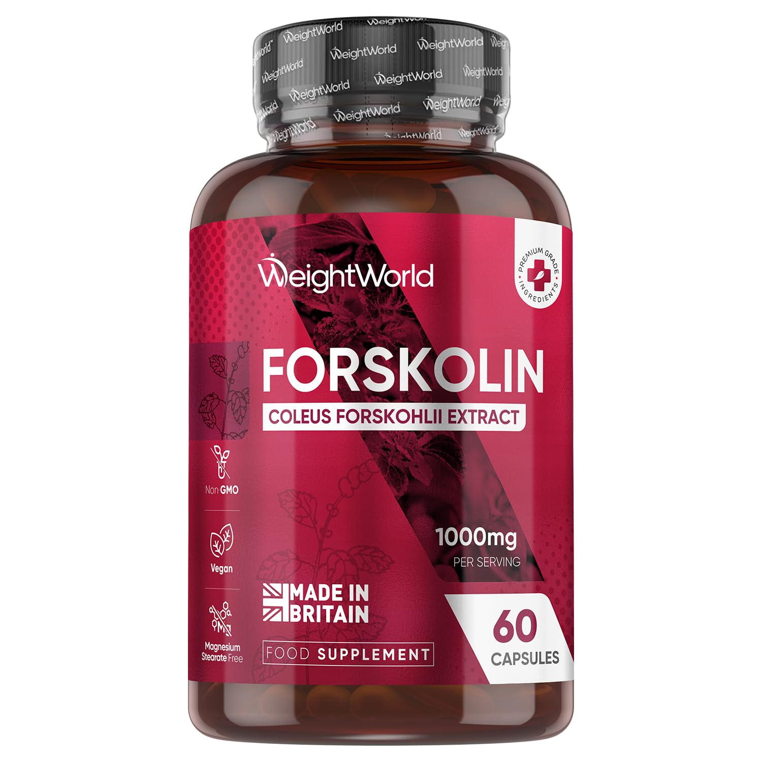 Forskolin Capsules 1000mg - 60 Vegan Capsules - Coleus Forskohlii Extract - Suitable for Keto & Low-Carb Diets - Allergen-Free & Non-GMO - Forskolin Supplement for Men & Women
