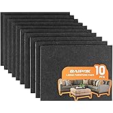 Felt Furniture Pads 10pcs 8" x 6" Adhesive Large Felt Pads, Cuttable Chair Leg Pads, Hardwood Floor Protectors for Furniture, Black