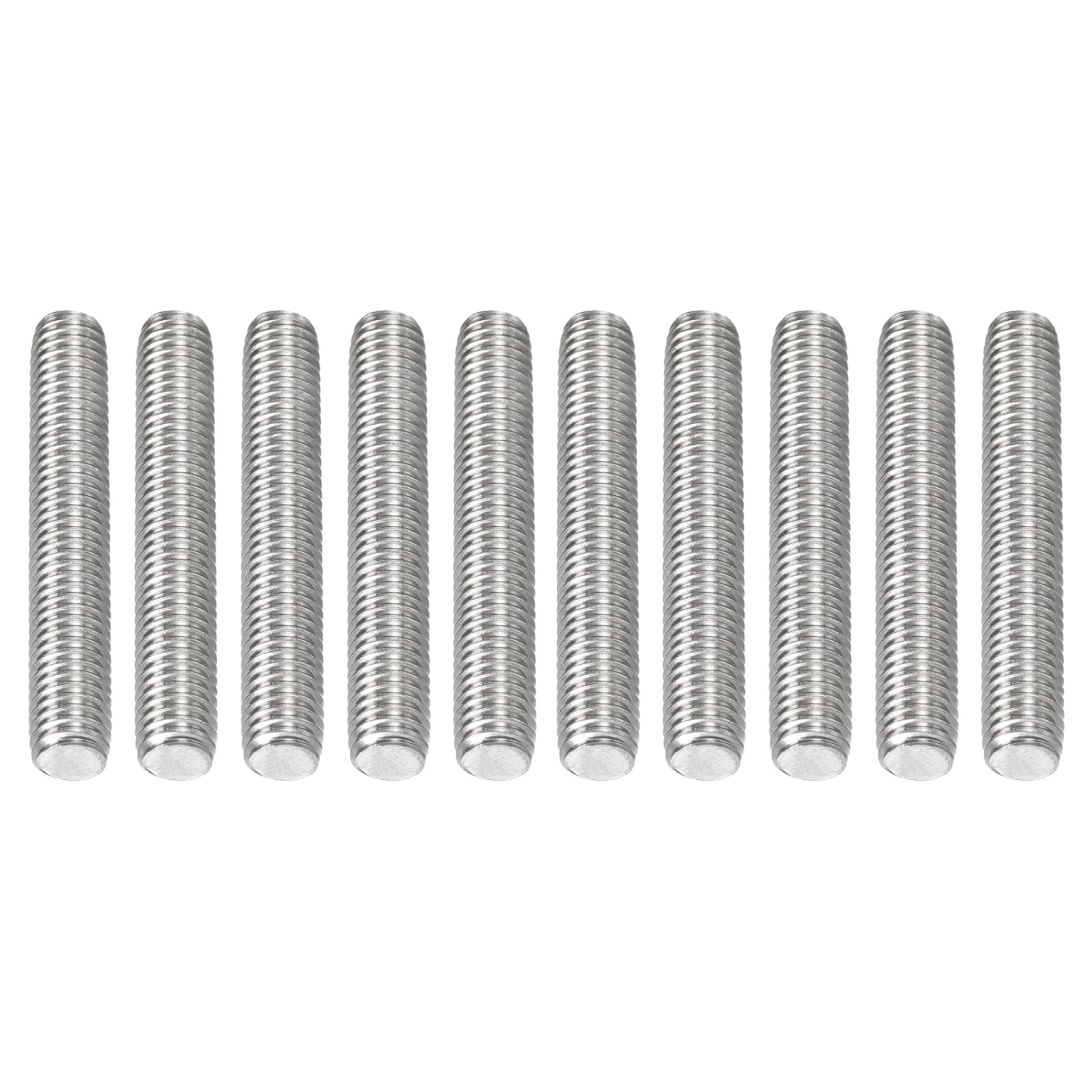 DTGN M8x1.25x50mm(DxPxL) Fully Threaded Rod - 10Pack - Good for Machinery - 304 Stainless Steel Right Hand Thread Rods Bar Studs - Silver