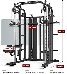 DONOW Smith Machine with Weight Stacks Power Cage
