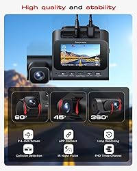 Dash Cam Front and Rear: 4K+1080P+1080P 3 Channel