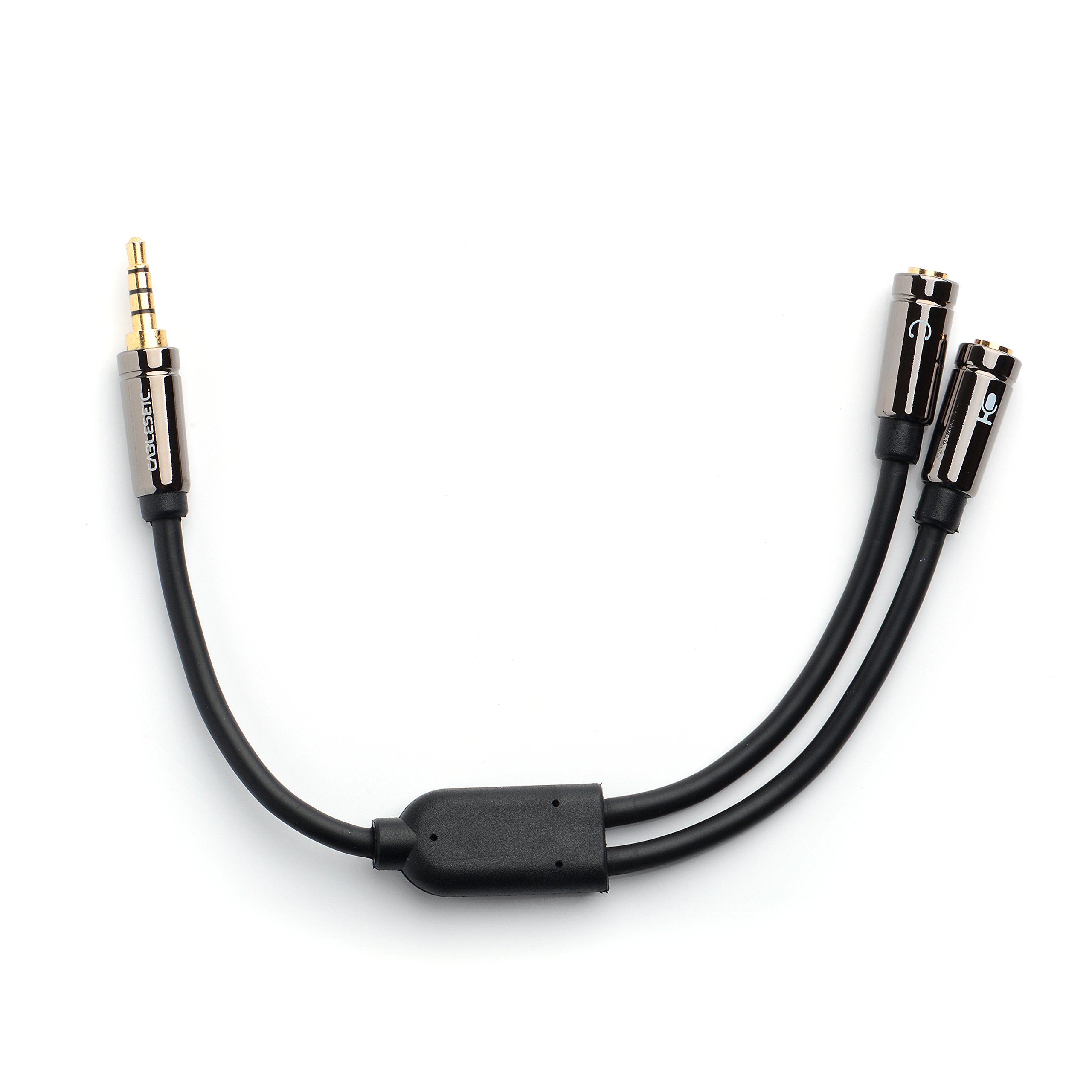 CABLESETC 3.5mm Stereo TRRS 4 Pole to 3.5mm Mic Microphone & Headset Audio Adapter for PC Laptop Mobile (Pro Series Wire TRRS M to HP+MIC)