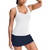 MathCat Women's Workout Tank Top with Built-in Bra, Slight V-Neck Racerback Sports Shirt, Breathable Athletic Camisole