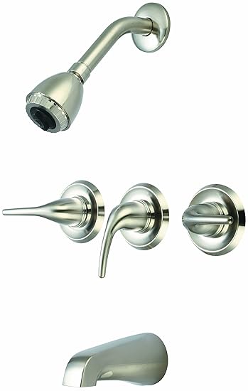 Olympia Faucets P 3250 Bn Three Handle Tub Shower Set Pvd Brushed