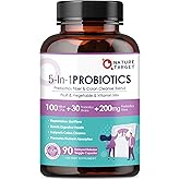 NATURE TARGET Probiotics for Women-Men Digestive Health, Mens-Womens Probiotic with Prebiotics, 100 Billion for Gut and Immune Health, No Refrigeration, 90 Veggie Capsules (45 Days Supply)