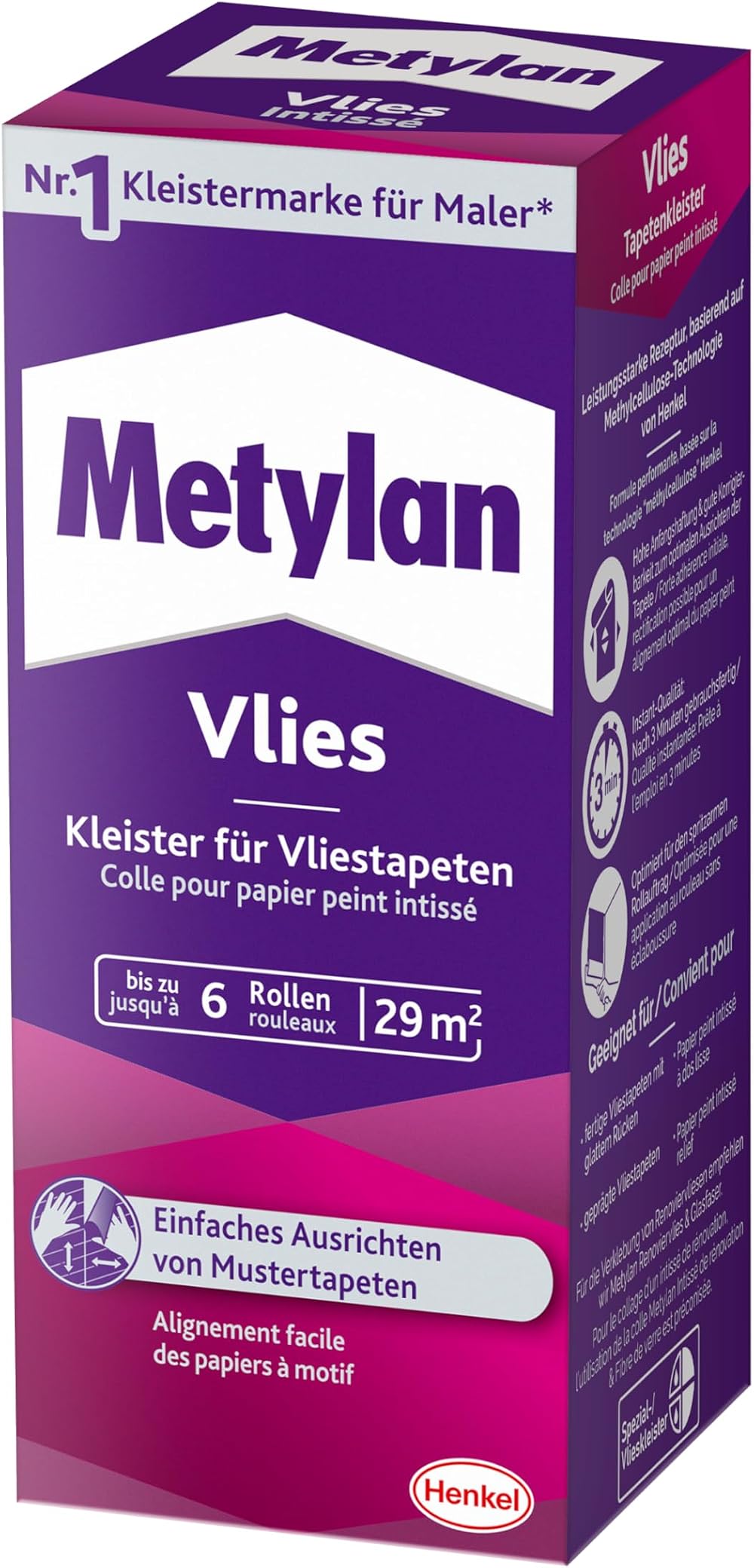 Metylan Non-Woven Wallpaper Paste 180g High Adhesive Easy Apply Smooth Textured