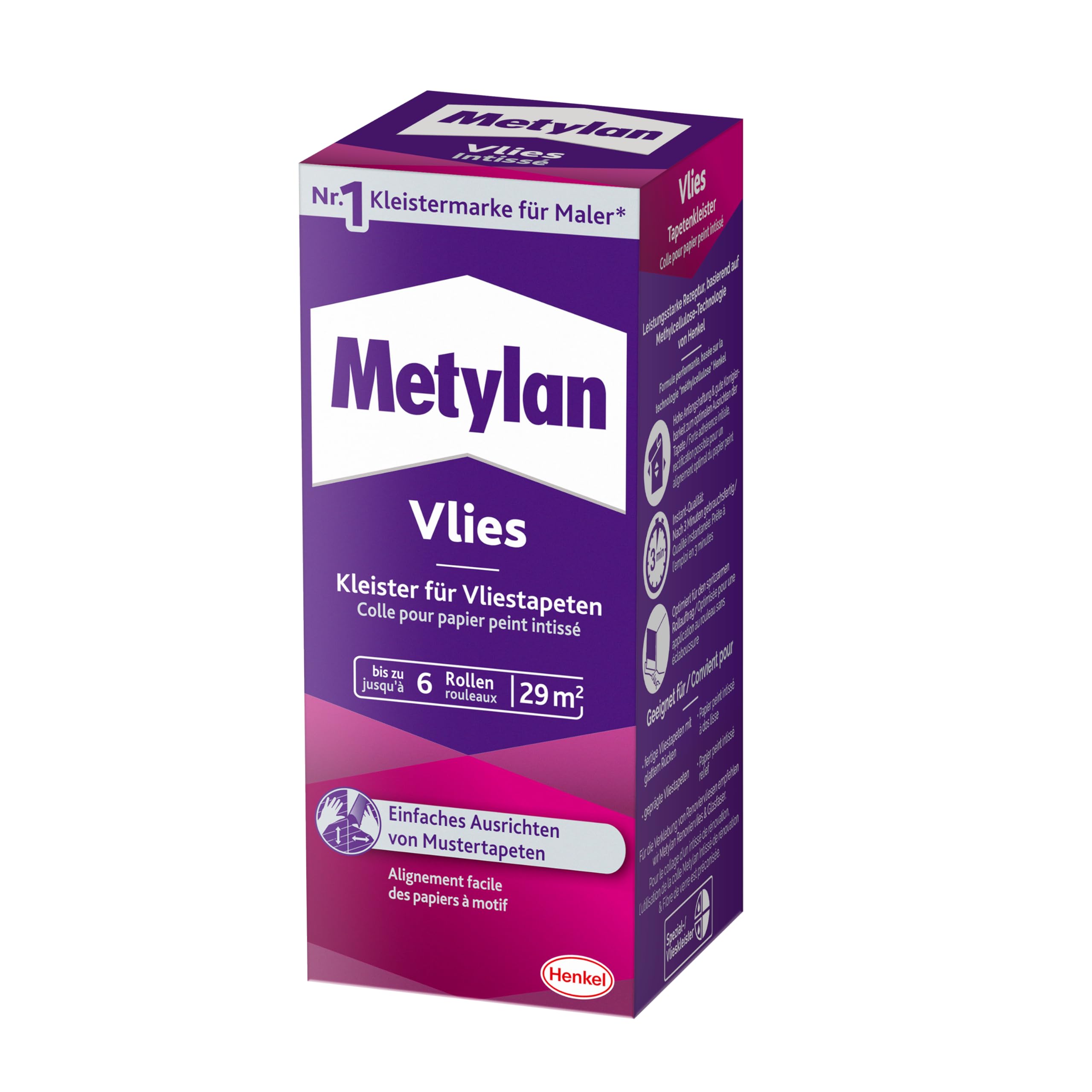 Metylan Non-Woven Wallpaper Paste for Smooth or Textured Backing - Easy to Use, High Yield, 1x180g
