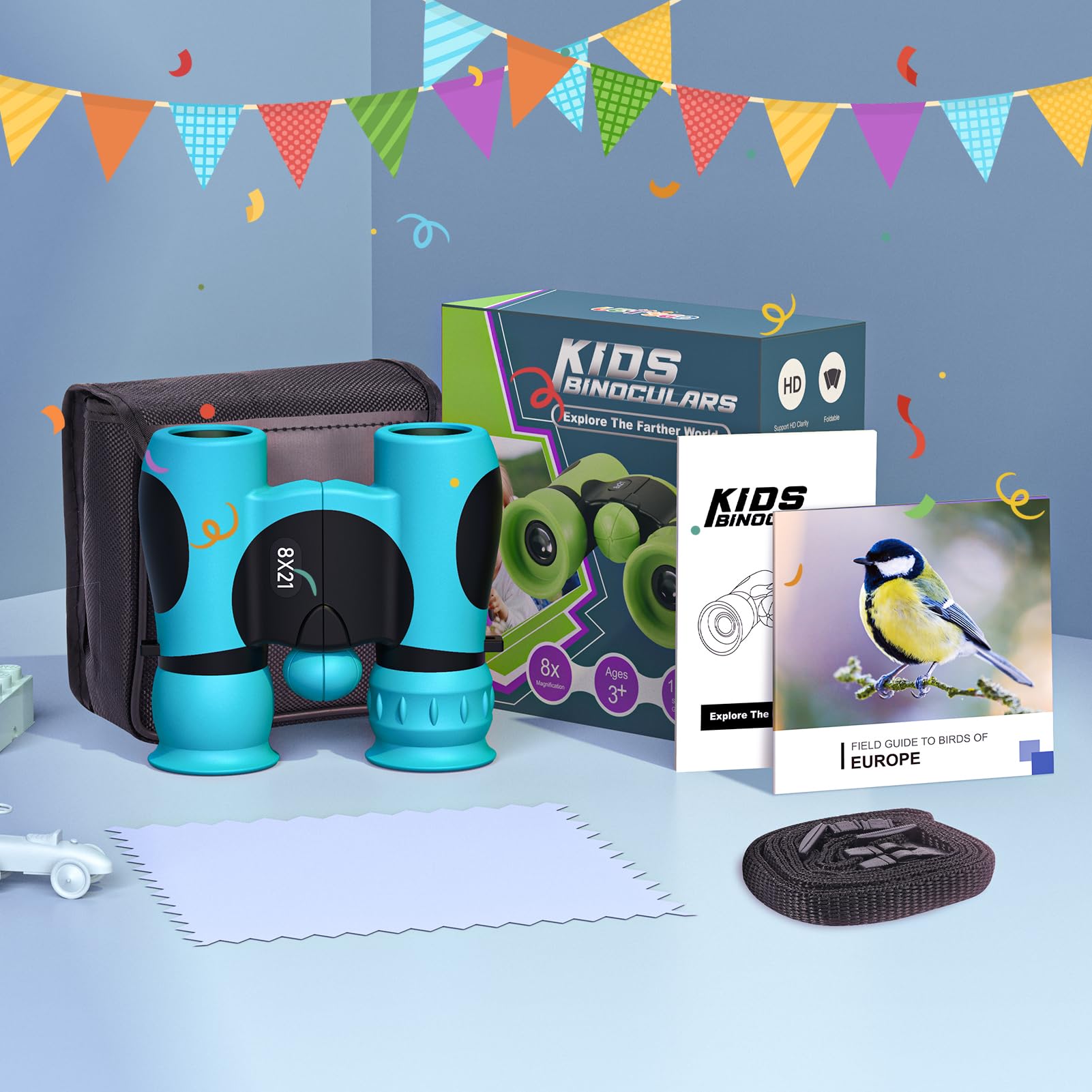 Fernglas Kinder 8X21 mit Vogelbeobachtungs-Buch, Mini Fernglas Kinder Spielzeug ab 3-12 Jahre, Outdoor Spielzeug Fernrohr Einschulung Geschenk für Junge - Konzert, Fußballspiel‌, Wandern 7
