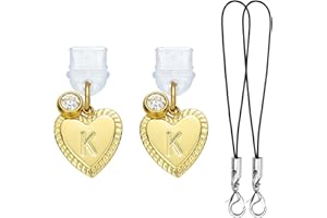 HUAAPLEVLA 2 Pcs Golden Heart Dust Plug Charm Type C USB C Dust Plug with Love Heart Letter Pendant Cute Charging Port Protec