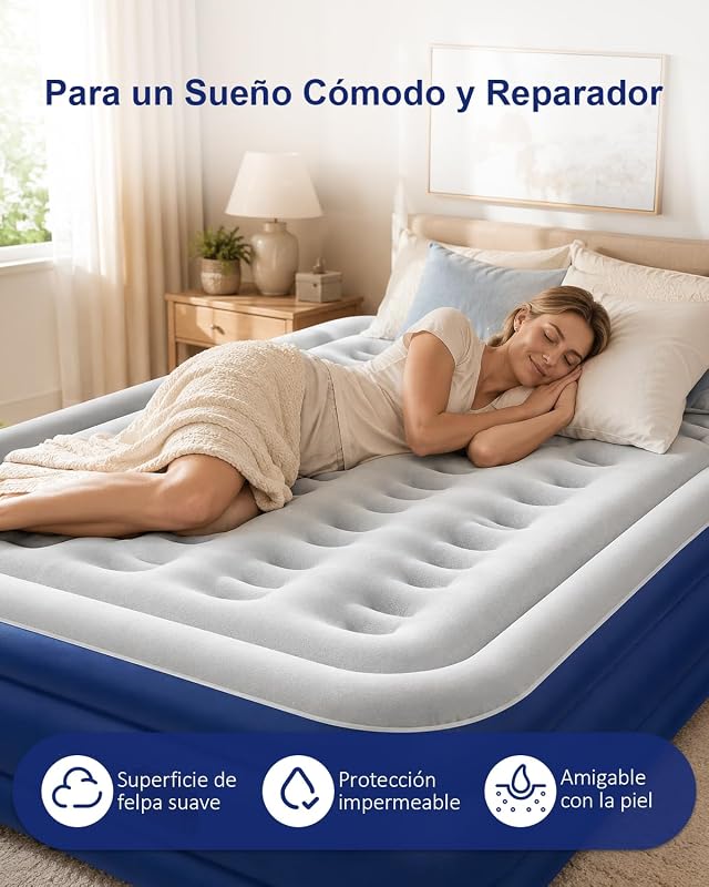Colchón Hinchable, [200x152x40cm] Grande Colchón Inflable